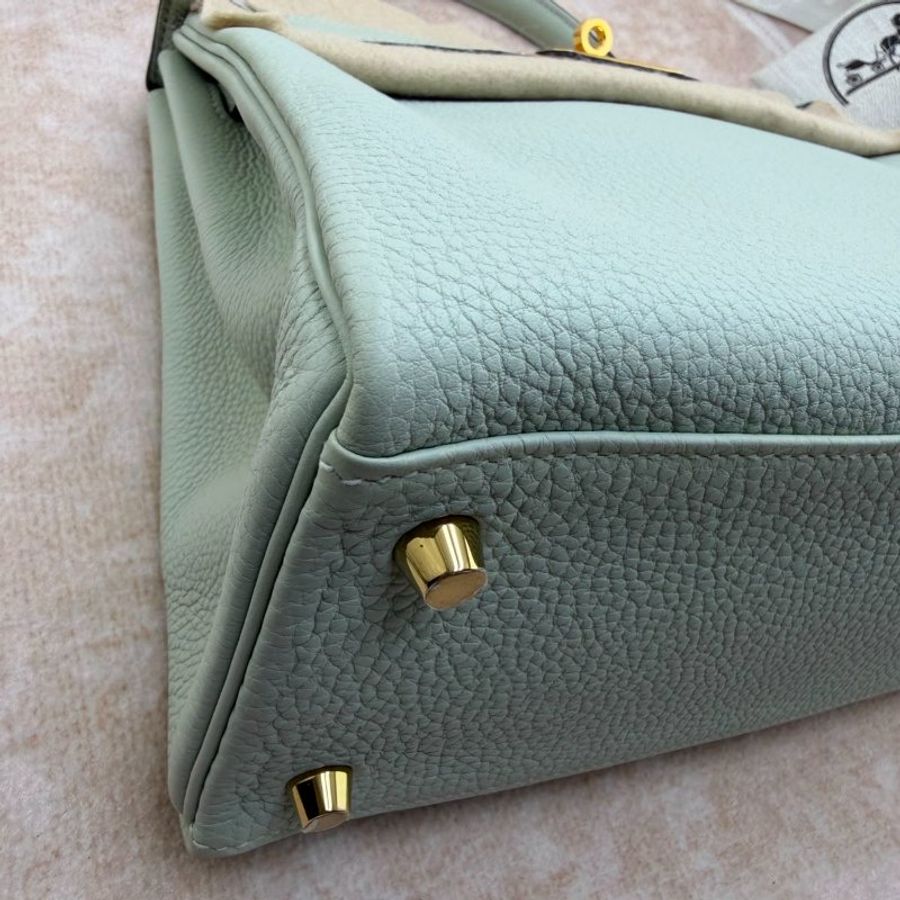 Hermès Kelly 28 霧藍 Togo 皮金扣手提包-9