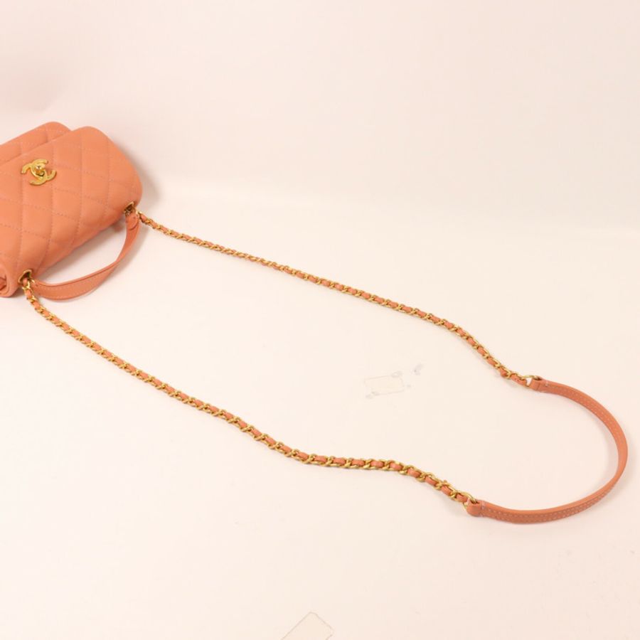 CHANEL 牛皮皮革Chain Shoulder鏈帶手挽肩背兩用袋-7