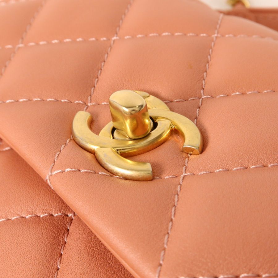 CHANEL 牛皮皮革Chain Shoulder鏈帶手挽肩背兩用袋-10