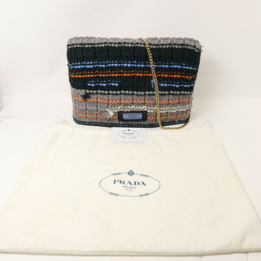 PRADA 羊毛/尼龍Shoulder Bag鏈帶肩背袋-9
