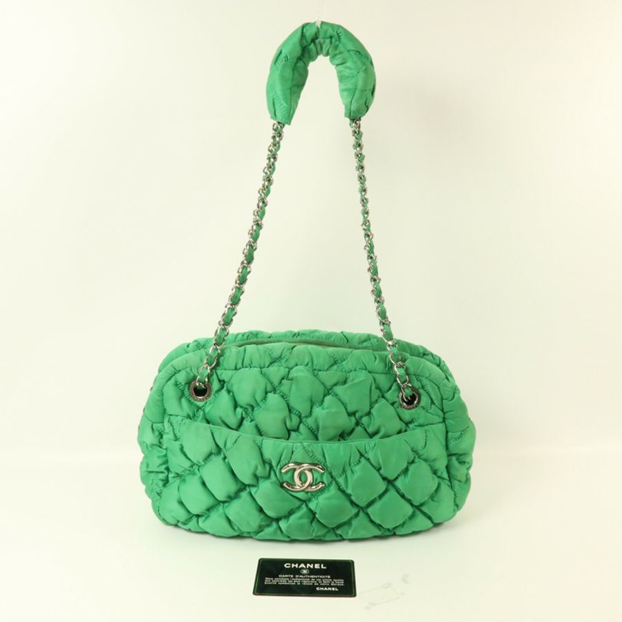 CHANEL 尼龍Bubble Bag鏈帶手挽袋-10