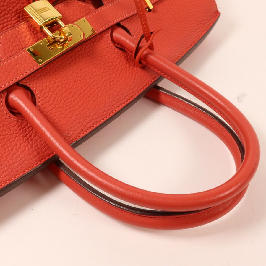 HERMES Togo皮革Birkin 35手挽袋Rouge Pivoine-7