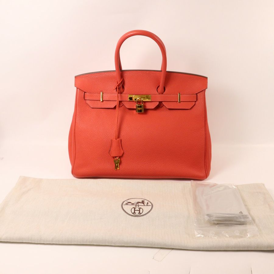 HERMES Togo皮革Birkin 35手挽袋Rouge Pivoine-8