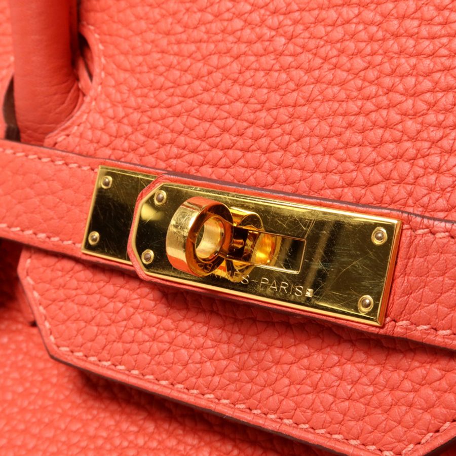 HERMES Togo皮革Birkin 35手挽袋Rouge Pivoine-9