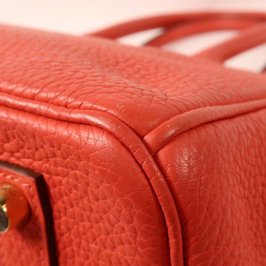HERMES Togo皮革Birkin 35手挽袋Rouge Pivoine-13