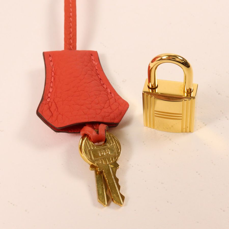 HERMES Togo皮革Birkin 35手挽袋Rouge Pivoine-14