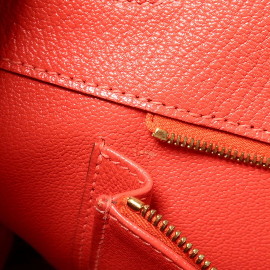 HERMES Togo皮革Birkin 35手挽袋Rouge Pivoine-15