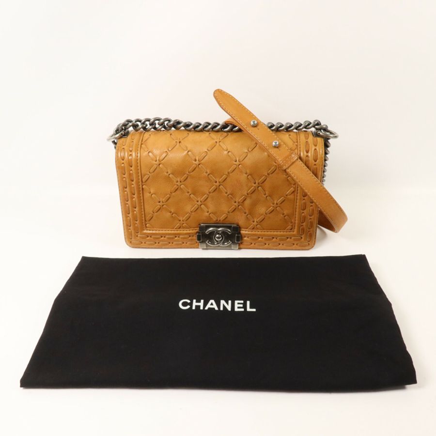 CHANEL 牛皮皮革Boy 25鏈帶肩背袋-8