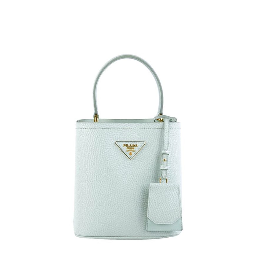 🖤 鑒定師的收藏 🖤 PRADA Panier 斜背兩用水桶 水藍綠 金釦 Saffiano 手提/斜背包 PRADA Panier Saffiano Leather Bucket Bag Aqua Mint Green Gold Hardware-1