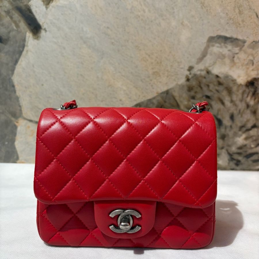 Chanel 紅銀COCO方胖-0