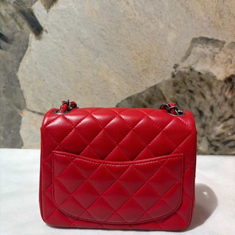 Chanel 紅銀COCO方胖-1