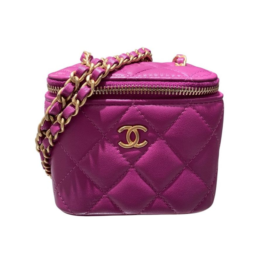 CHANEL 香奈兒 斜背式化妝包 紫色-6