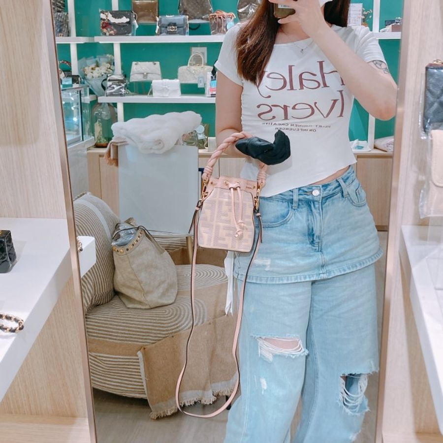 TW4920 Fendi 芬迪小號經典花紋水桶包包 Mon Tresor Bucket Bag Pink x GHW-1