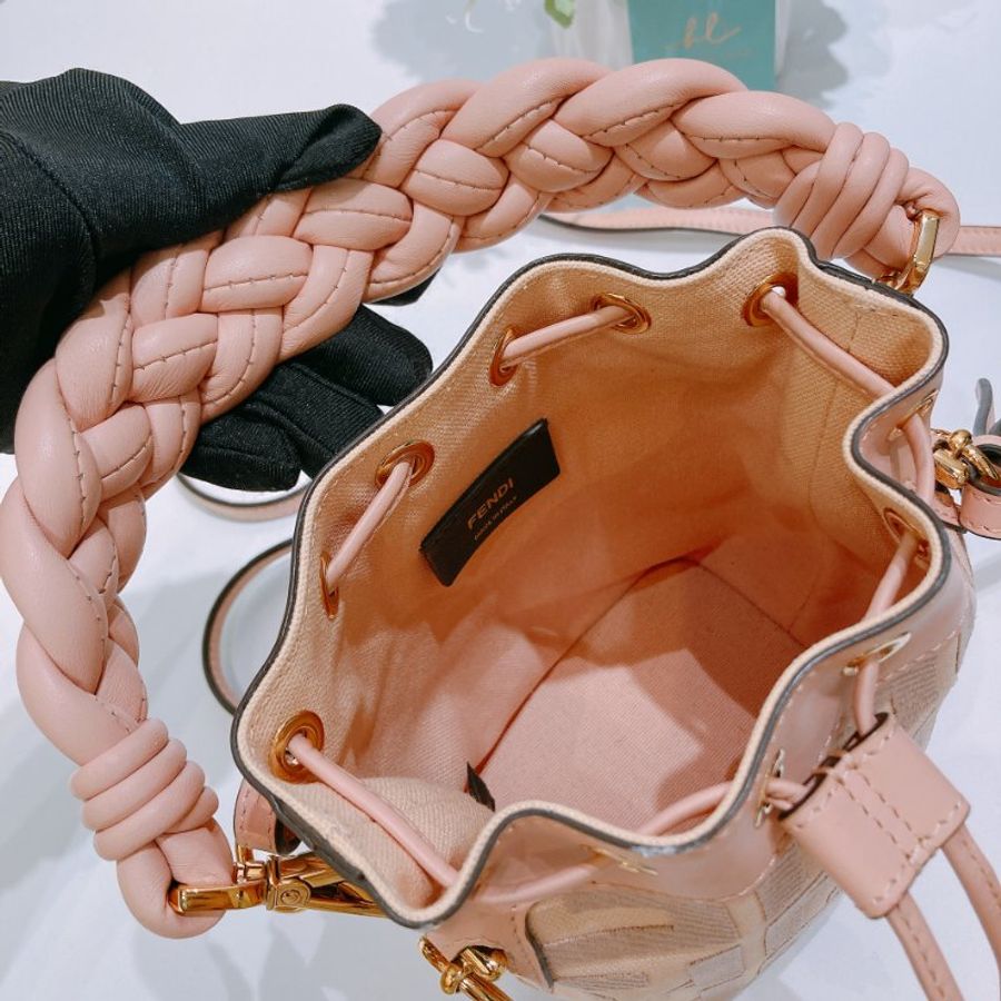 TW4920 Fendi 芬迪小號經典花紋水桶包包 Mon Tresor Bucket Bag Pink x GHW-11