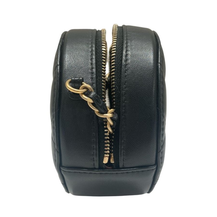 CHANEL ROUND CLUTCH WITH CHAIN 黑色 皮革 金釦-2