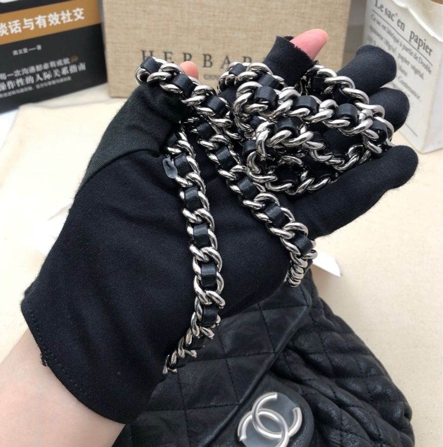 Chanel 香奈兒 滾邊南瓜包斜背包 小號 黑色 皮穿鏈條-8
