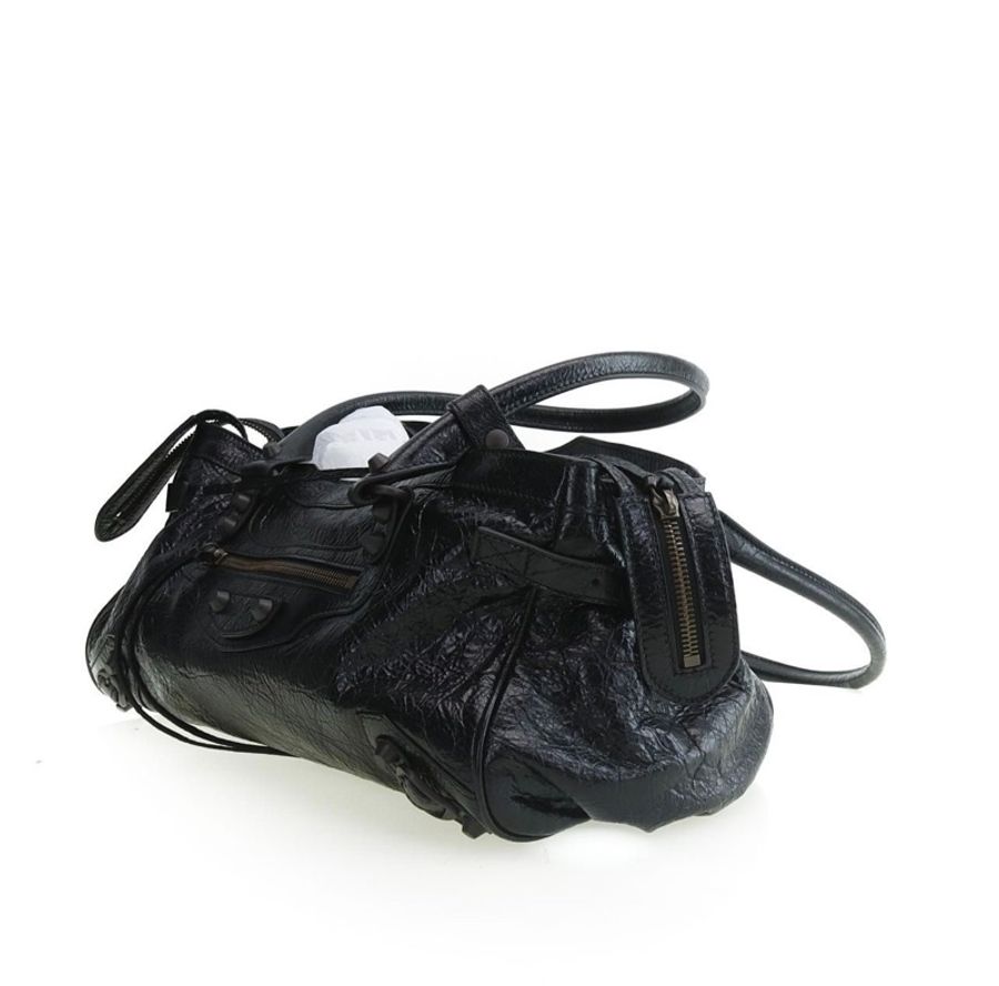 巴黎世家 Balenciaga Le City機車包油蠟皮純色鉚釘單肩包-2