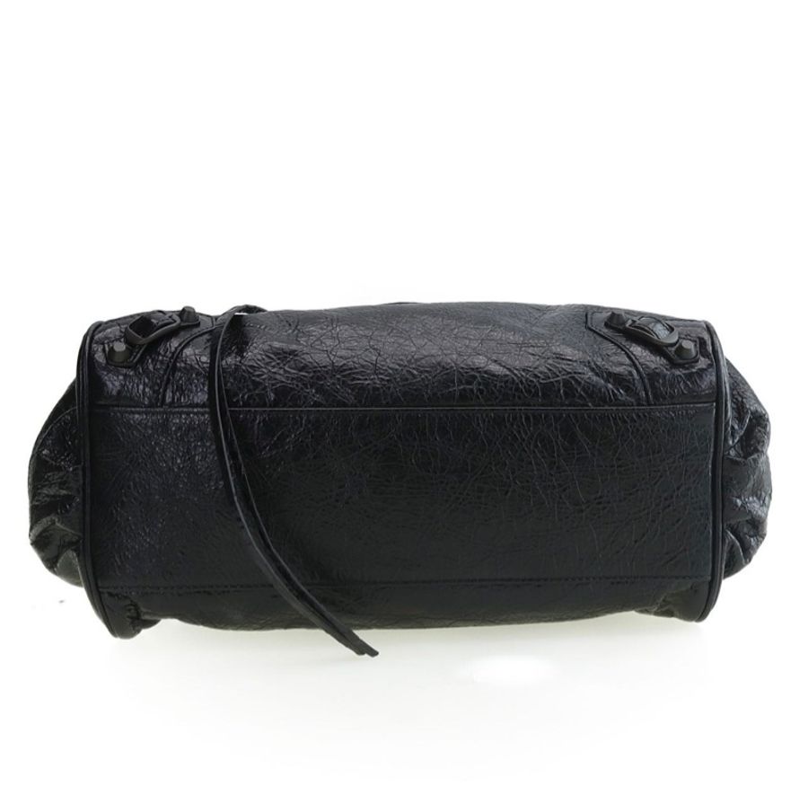 巴黎世家 Balenciaga Le City機車包油蠟皮純色鉚釘單肩包-3