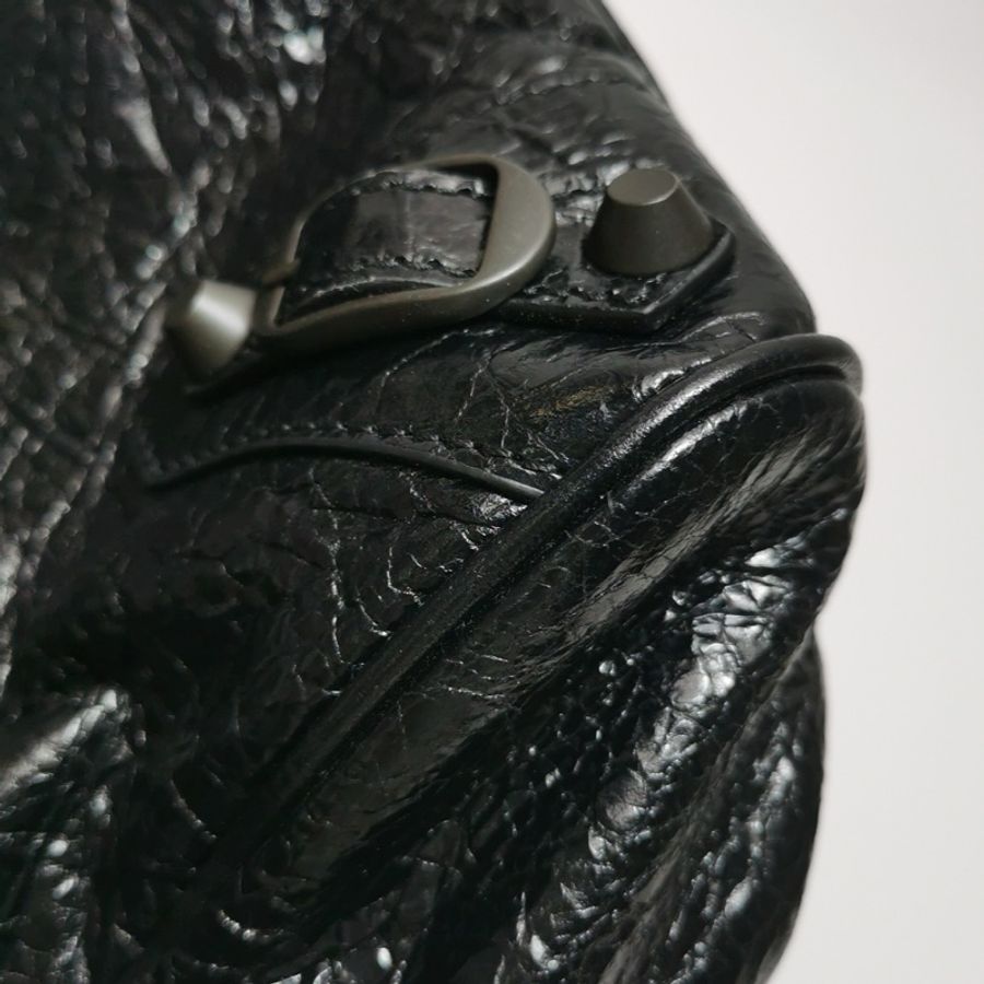 巴黎世家 Balenciaga Le City機車包油蠟皮純色鉚釘單肩包-4