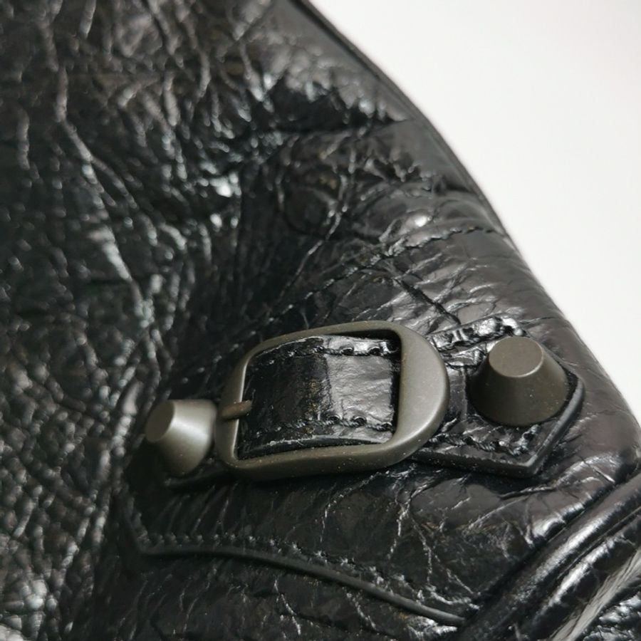 巴黎世家 Balenciaga Le City機車包油蠟皮純色鉚釘單肩包-6