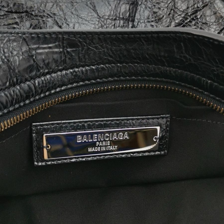 巴黎世家 Balenciaga Le City機車包油蠟皮純色鉚釘單肩包-9