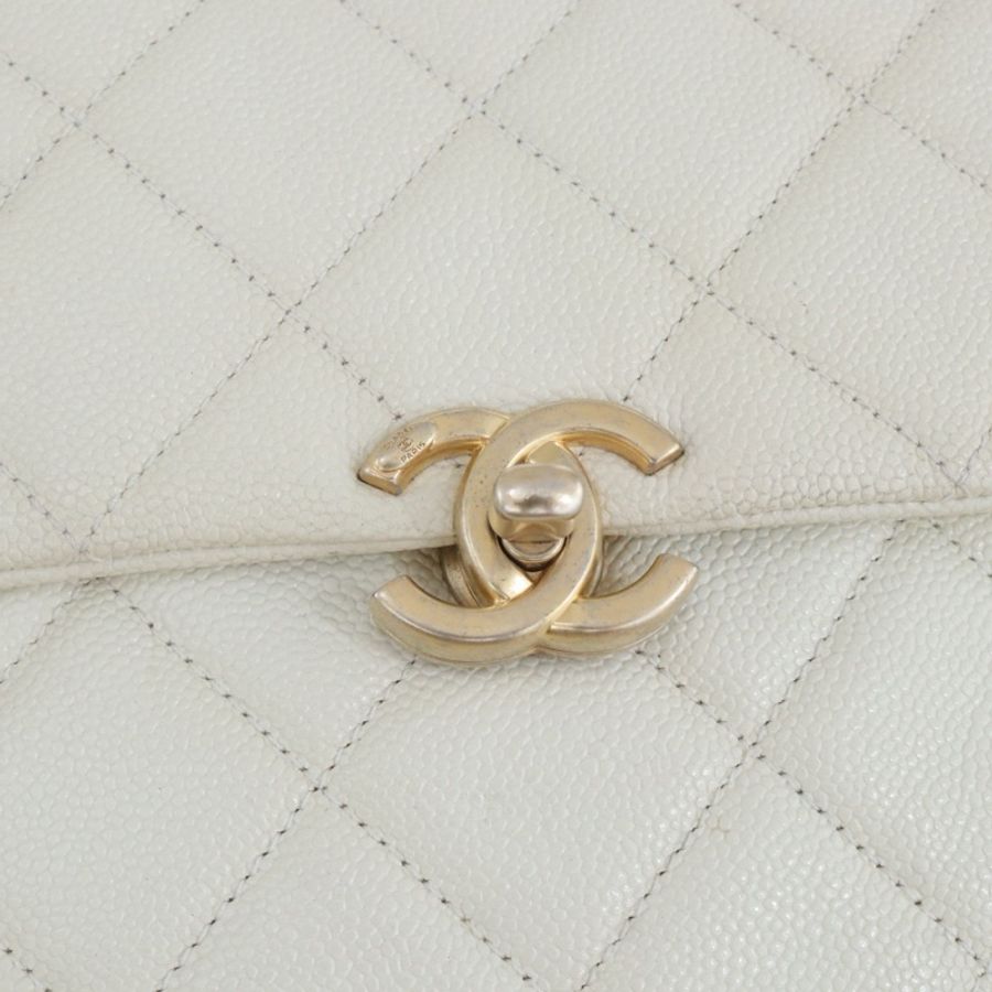 Chanel 香奈兒 22P ADO復古金扣 菱格背包雙肩包,白色荔枝紋牛皮,芯片款-7