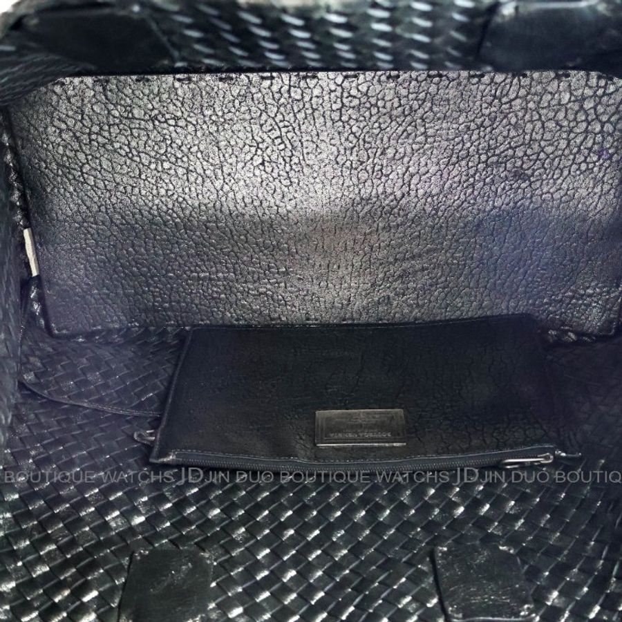 金鐸精品~2548 BOTTEGA VENETA BV 寶緹嘉Cabat金屬光澤感黑霧銀色編織牛皮限量款大號手提托特包-5