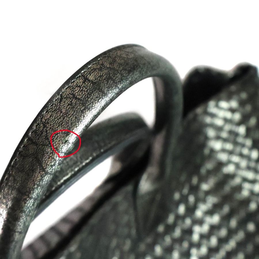 金鐸精品~2548 BOTTEGA VENETA BV 寶緹嘉Cabat金屬光澤感黑霧銀色編織牛皮限量款大號手提托特包-8