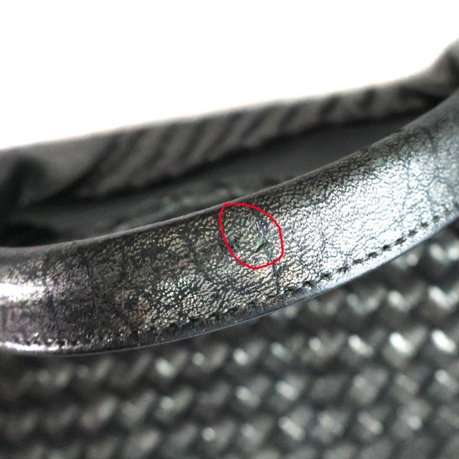 金鐸精品~2548 BOTTEGA VENETA BV 寶緹嘉Cabat金屬光澤感黑霧銀色編織牛皮限量款大號手提托特包-9