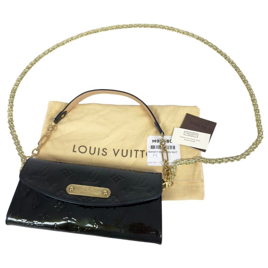 LOUIS VUITTON *自加鏈>原裝短鏈 + 無品牌鏈帶* Sunset Boulevard 漆皮 肩背包-0