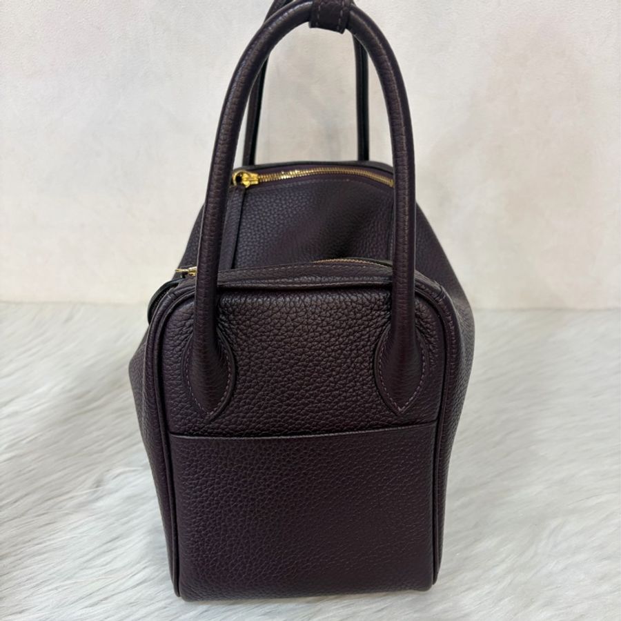 HERMES LINDY 26❗️超美葡萄紫 金釦 肩背包 手提包 LINDY 26-3