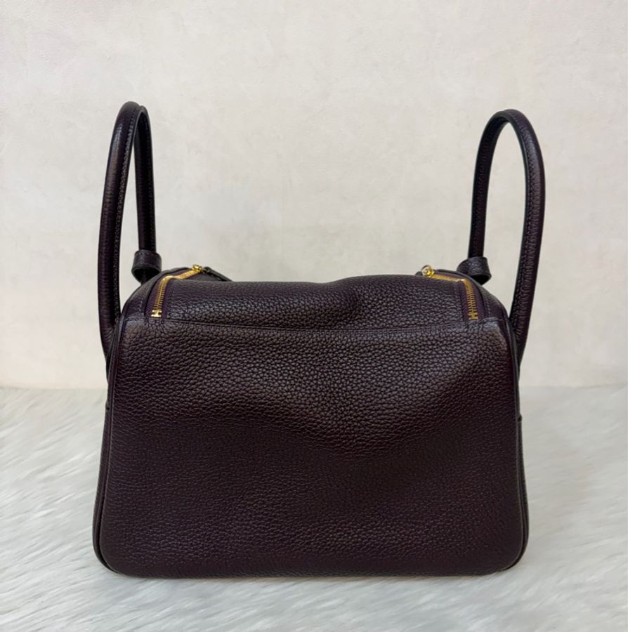 HERMES LINDY 26❗️超美葡萄紫 金釦 肩背包 手提包 LINDY 26-4
