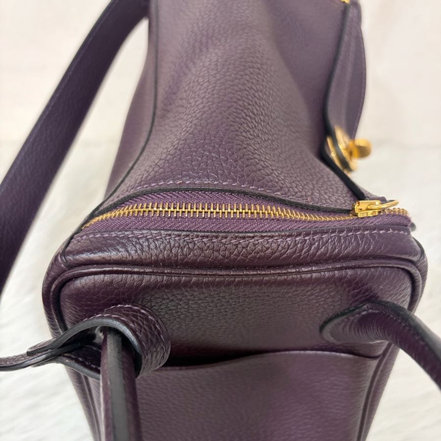 HERMES LINDY 26❗️超美葡萄紫 金釦 肩背包 手提包 LINDY 26-18