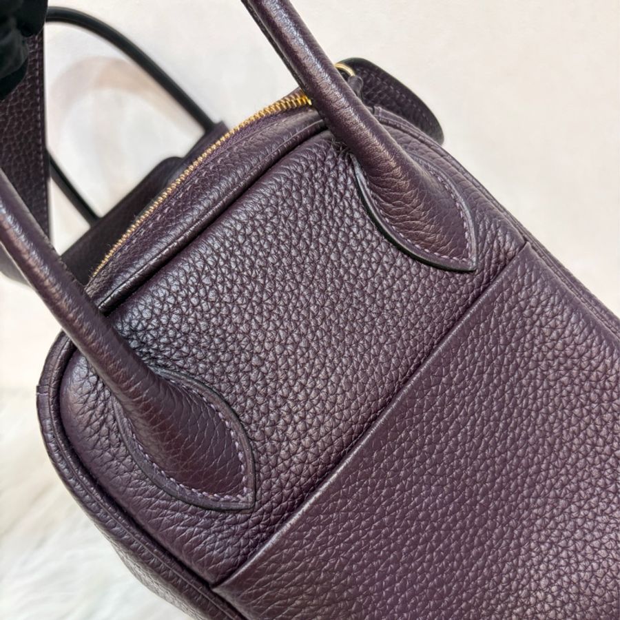 HERMES LINDY 26❗️超美葡萄紫 金釦 肩背包 手提包 LINDY 26-67