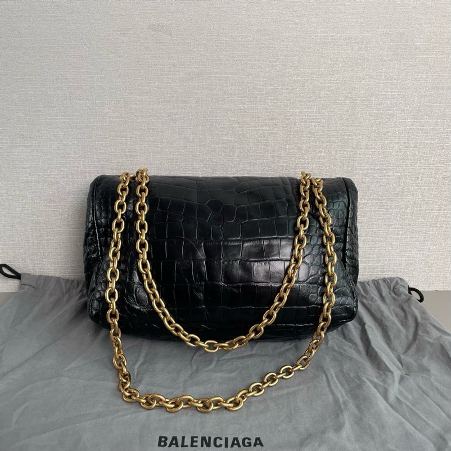 ✨Balenciaga巴黎世家|Monaco 黑金鰐魚壓紋牛皮鏈條包|99新-4