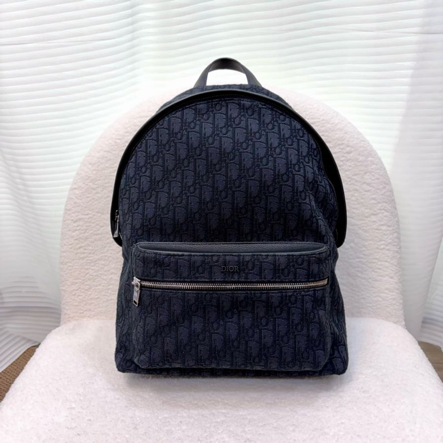 Dior 迪奧 黑色 Oblique 緹花布 Rider 後背包 雙肩包 背包 牛皮 1VOBA088YKY-4