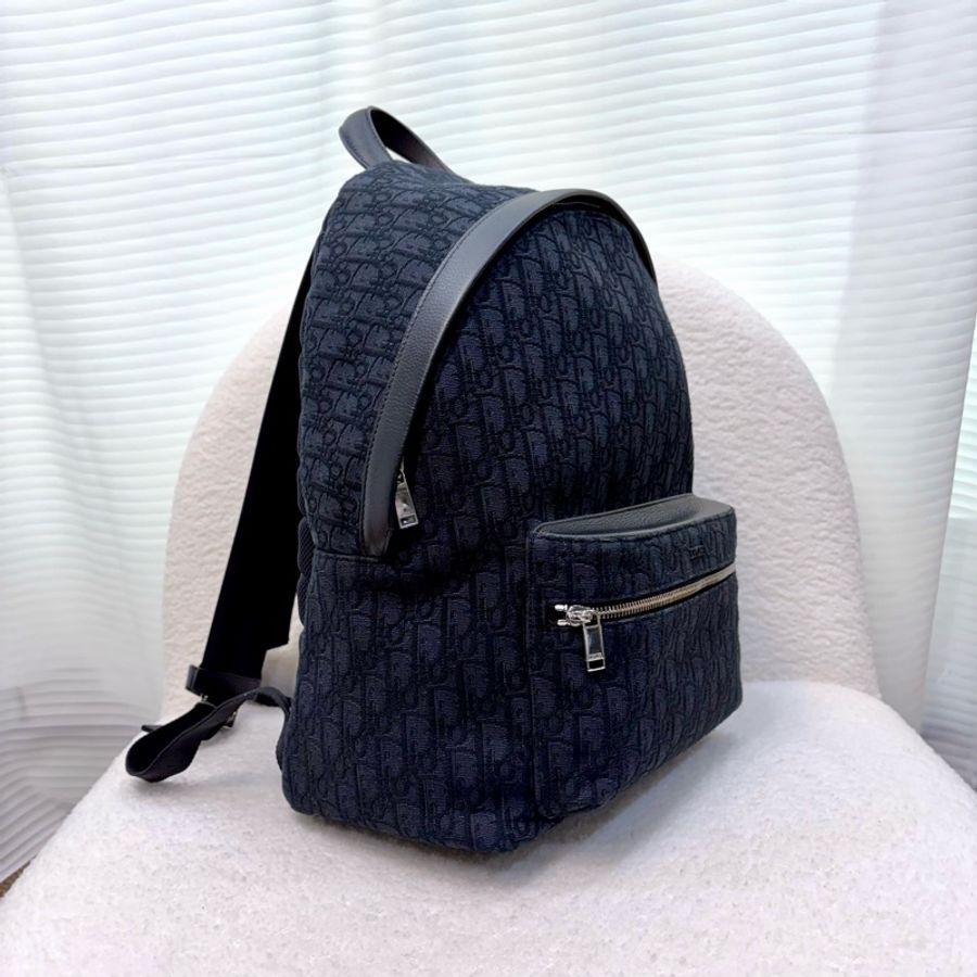 Dior 迪奧 黑色 Oblique 緹花布 Rider 後背包 雙肩包 背包 牛皮 1VOBA088YKY-5