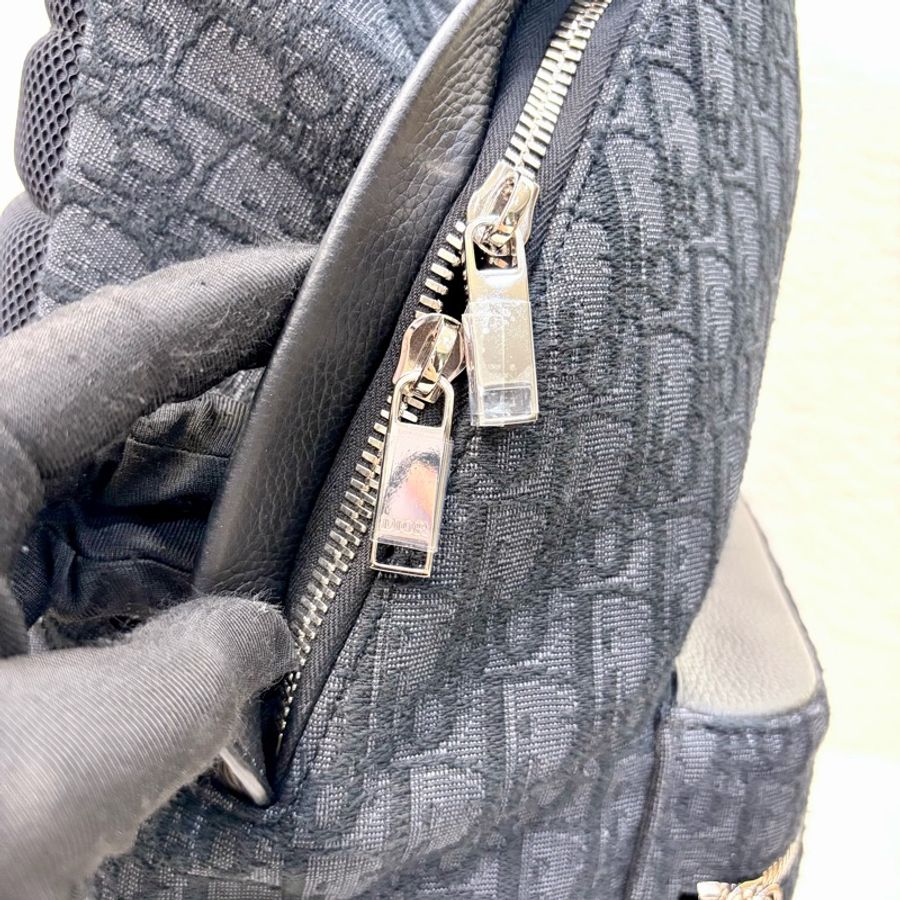 Dior 迪奧 黑色 Oblique 緹花布 Rider 後背包 雙肩包 背包 牛皮 1VOBA088YKY-12