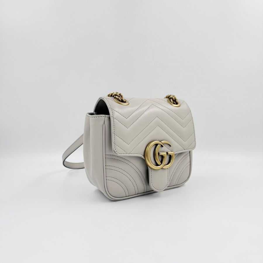 GUCCI -灰色牛皮GG Marmont方形斜背包-4
