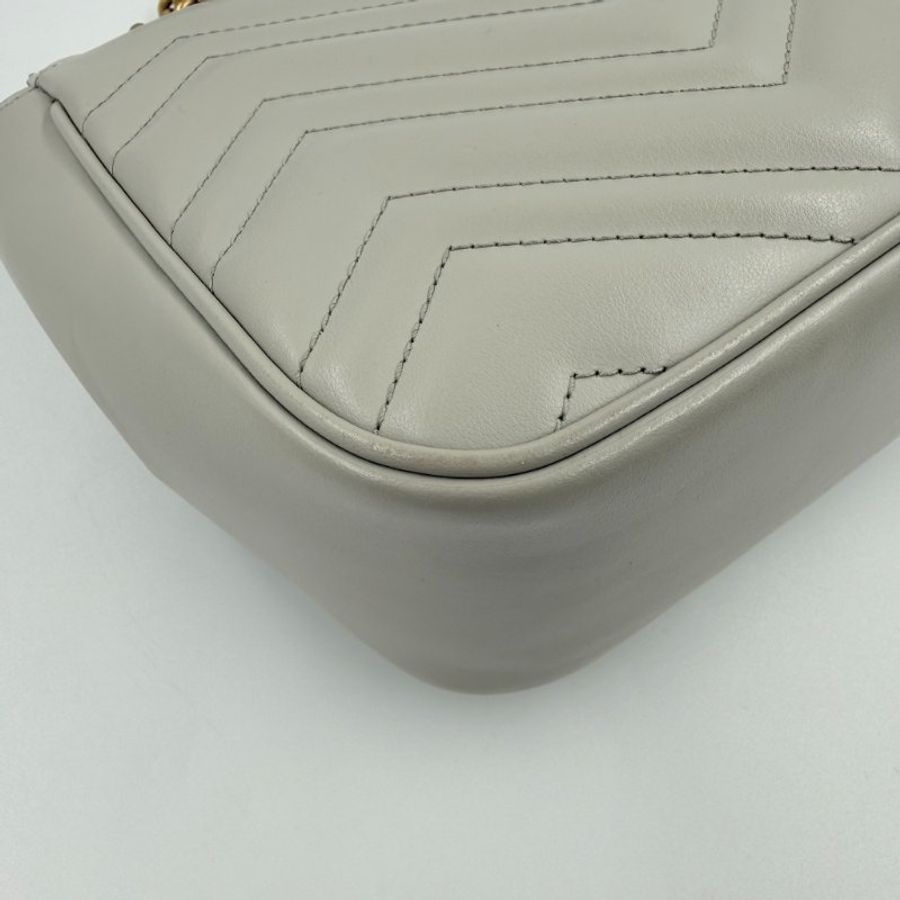 GUCCI -灰色牛皮GG Marmont方形斜背包-9