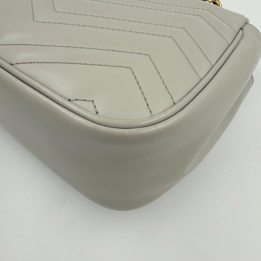 GUCCI -灰色牛皮GG Marmont方形斜背包-10