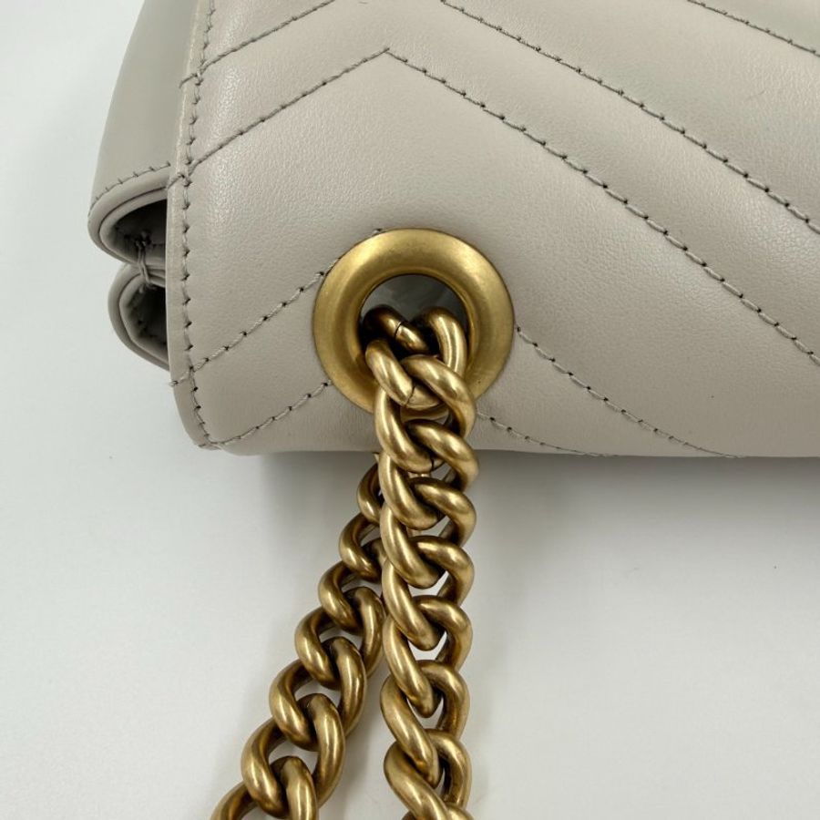 GUCCI -灰色牛皮GG Marmont方形斜背包-15
