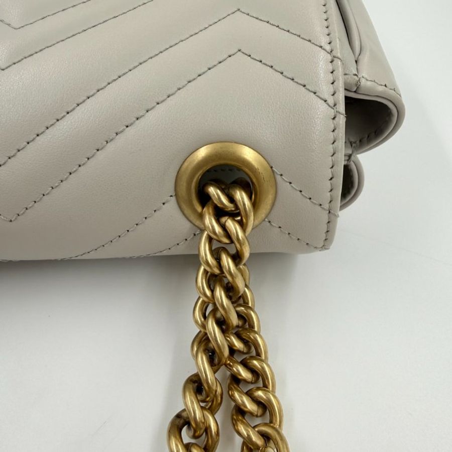 GUCCI -灰色牛皮GG Marmont方形斜背包-16