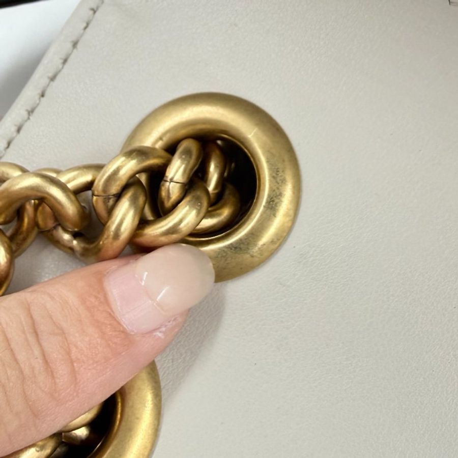 GUCCI -灰色牛皮GG Marmont方形斜背包-21
