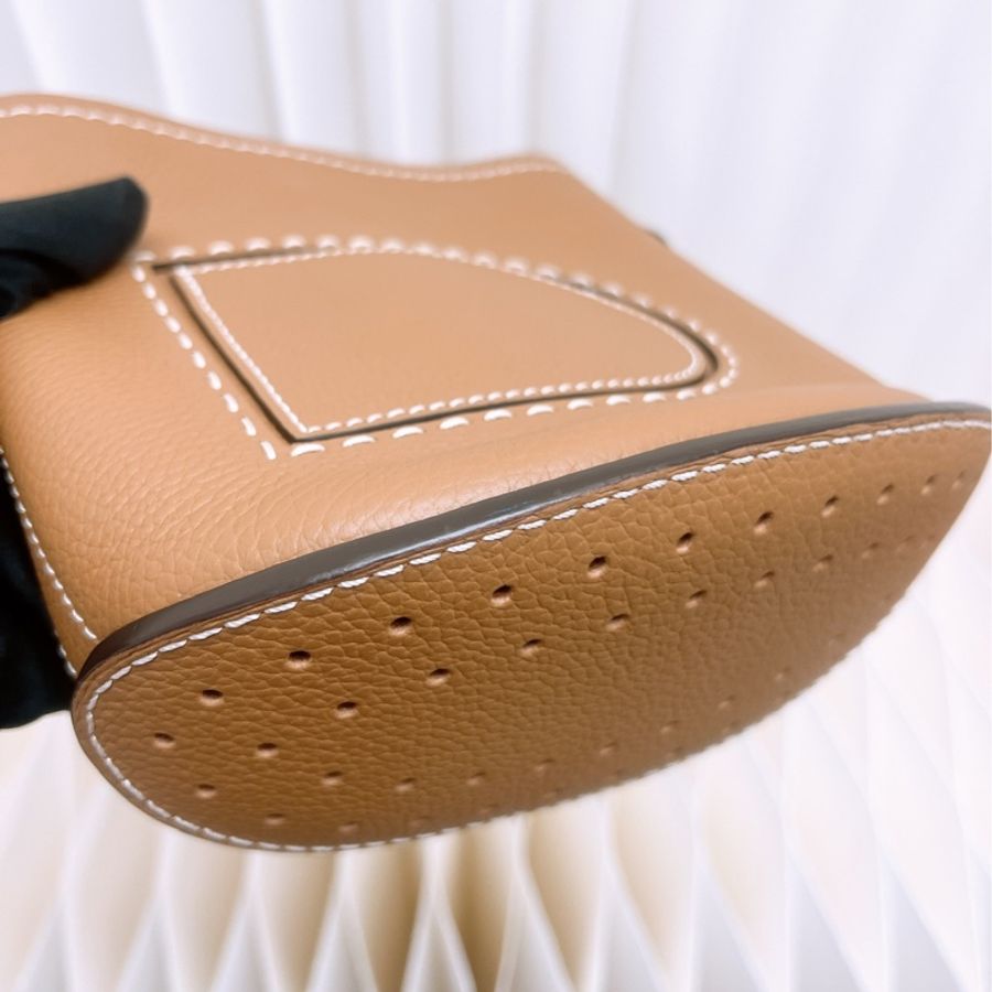 近新 Delvaux pin bucket mini 棕色迷你水桶手挽包-4