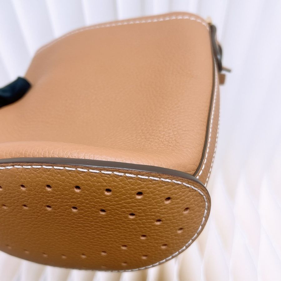 近新 Delvaux pin bucket mini 棕色迷你水桶手挽包-10