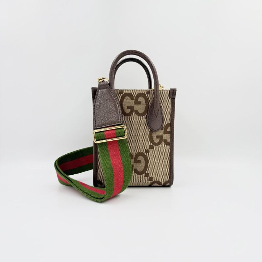 GUCCI -棕色拼雙G帆布mini琴譜包-5