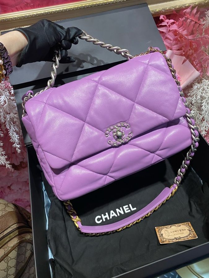 Chanel 晶片款19包 紫色-0