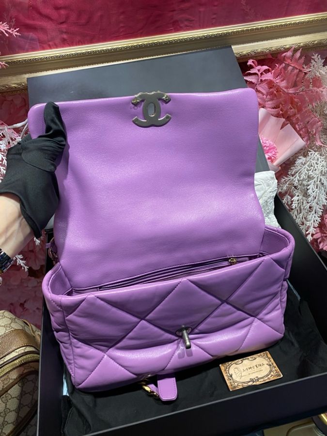 Chanel 晶片款19包 紫色-6