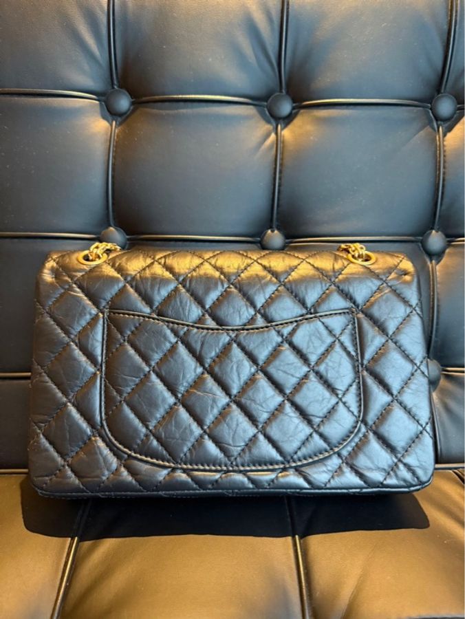 Chanel 香奈兒黑金2.55鏈條包 雙蓋紅色皮內里-1